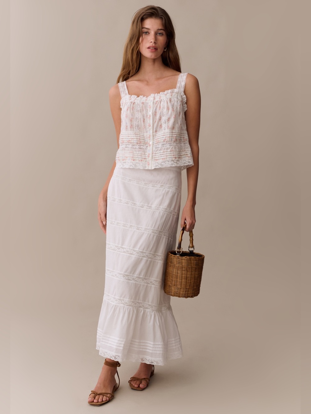 NWT sorella Madeleine Cotton Skirt size 10 white cotton few moda maxi